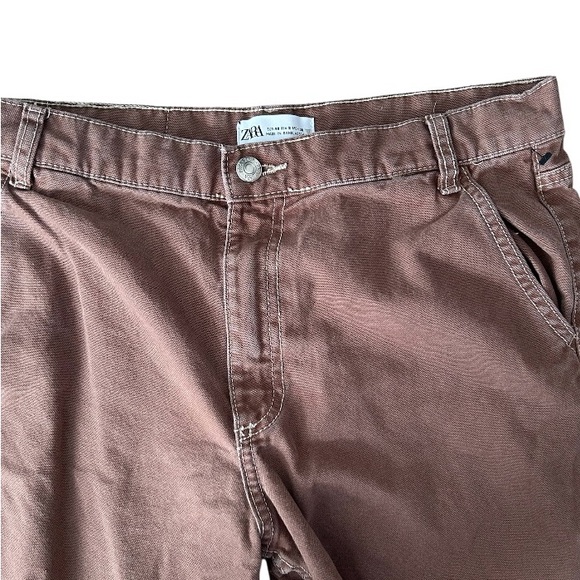 Zara Wide Leg Oversized Size 8 Modern Grunge Pants Brown Cargo Euro 40 - Picture 2 of 5